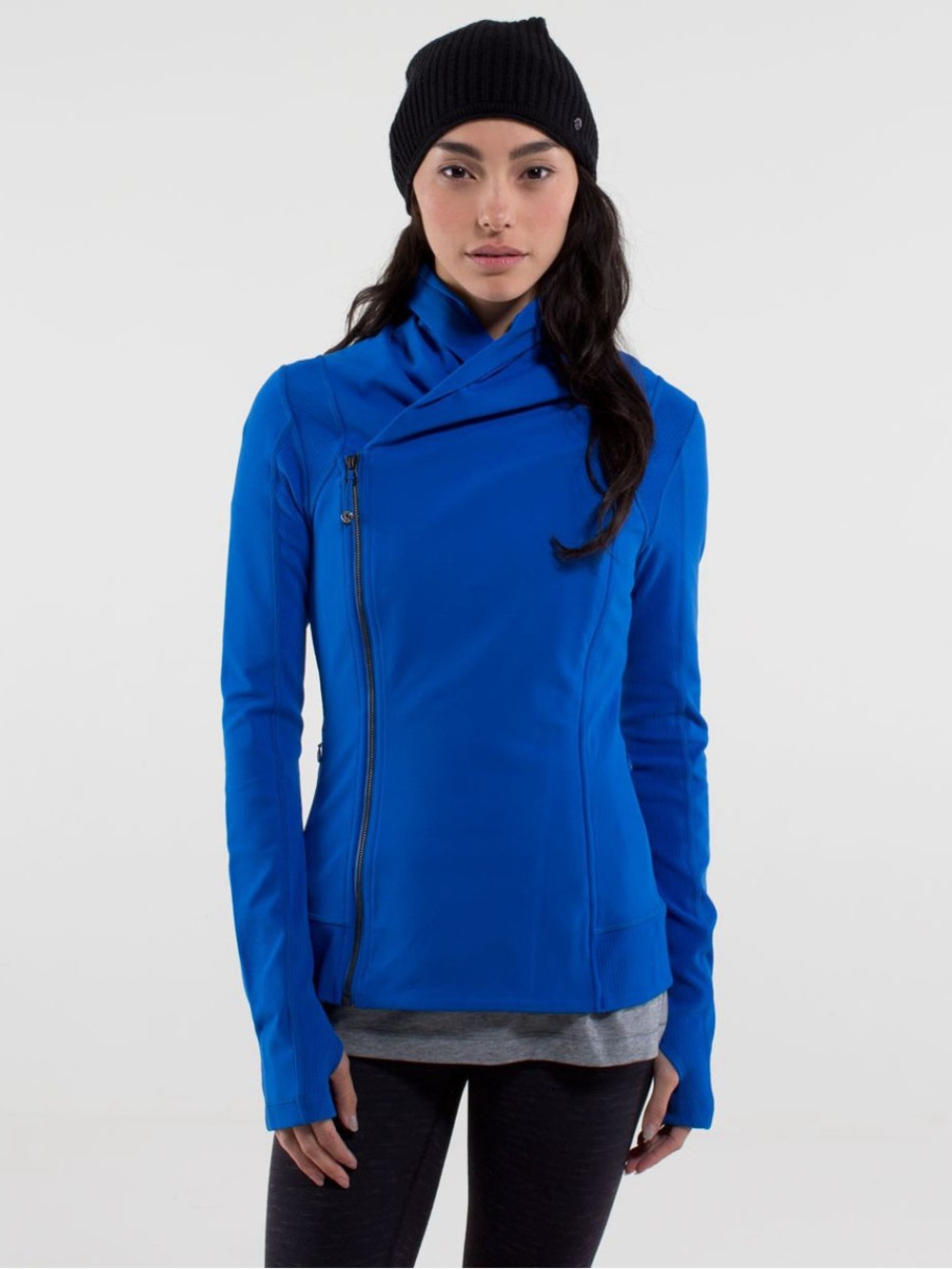 Lululemon Bhakti Yoga Jacket Bright Baroque Blue Asymmetric Zip Active Sporty